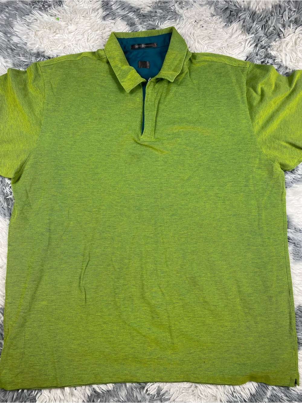 Nike Tiger Woods Polo Shirt Mens 2XL Green 1/4 Zip Golf 100% Cotton Knit